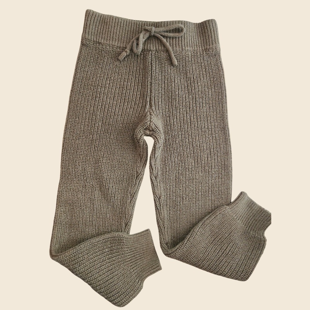Jamie Kay Kids Olive Green Ribbed Knit Cotton Leggings Pants Size 5Y